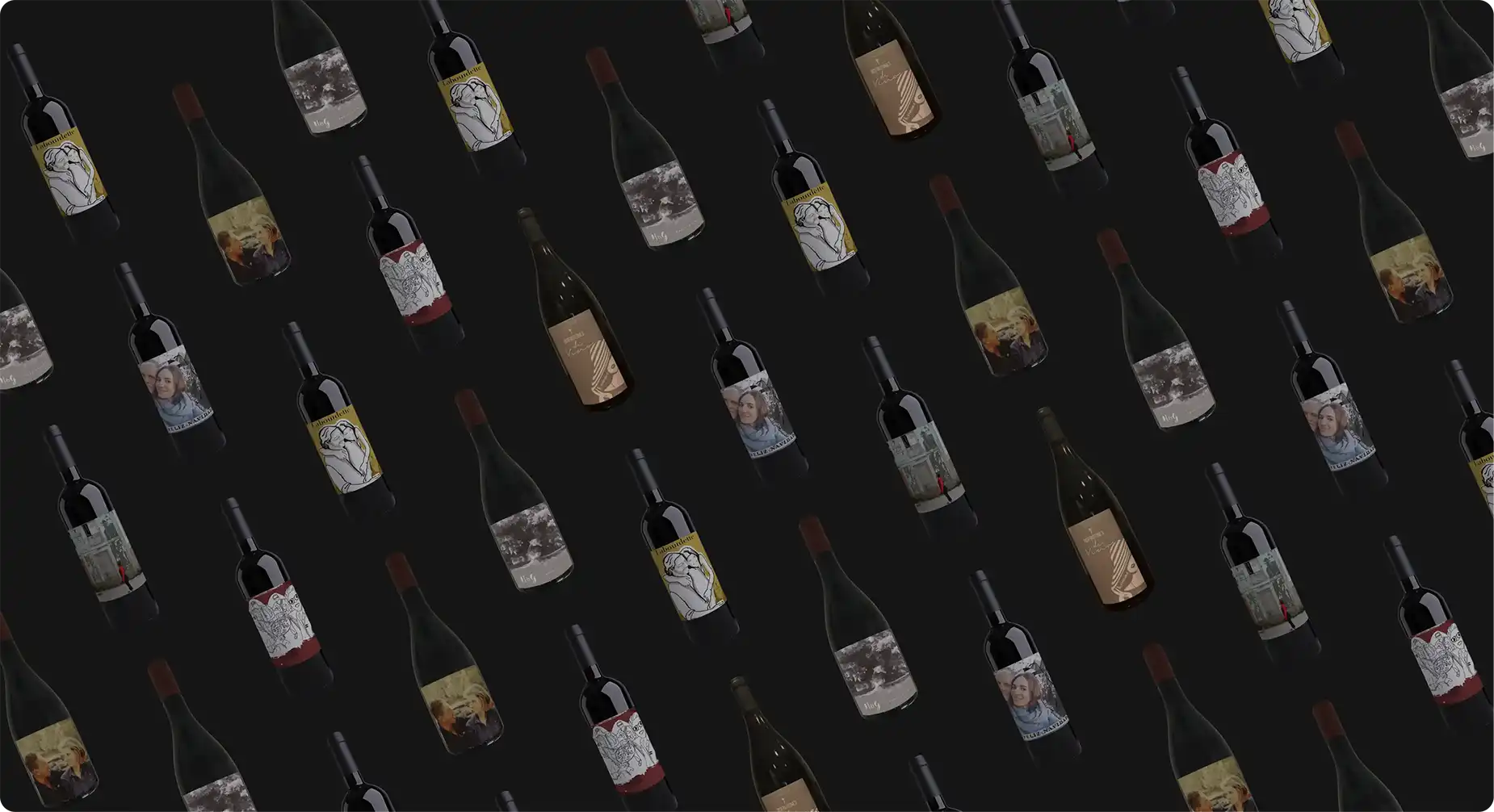 The Atelier de Vino "personalise your label" experience surrounded by custom labels