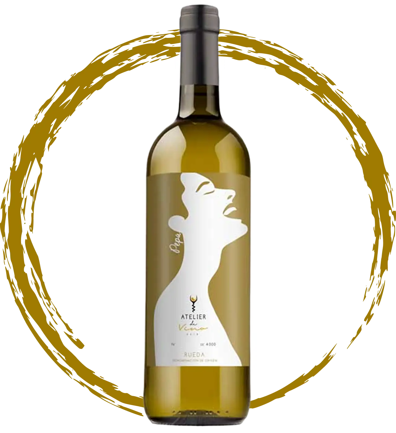 An Atelier de Vino white-wine bottle with its bespoke label