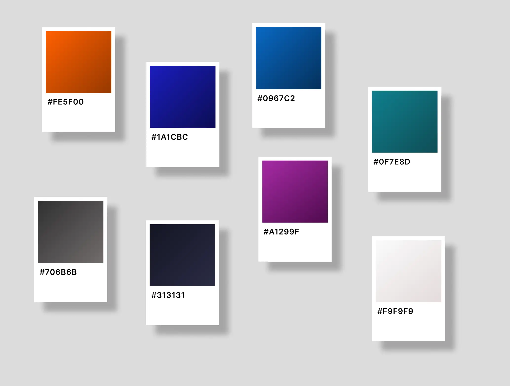 The Pactum brand colour palette — orange, indigo, blue, teal, magenta, grey, near-black and off-white with HEX values