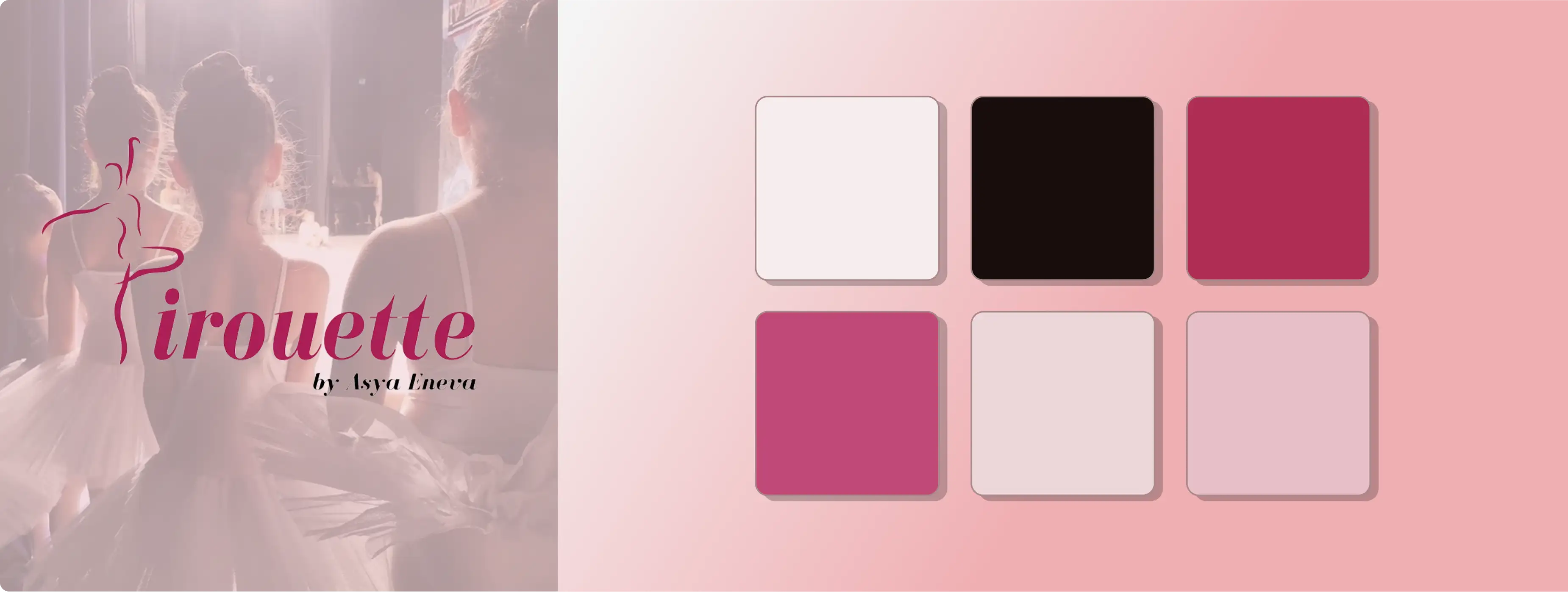 The hand-lettered Pirouette wordmark beside the studio's soft-pink and burgundy colour palette